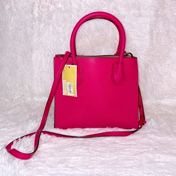 New Michael Kors Mercer Kors Studio Medium Messenger and Love Charm Fur Pom Pom - Picture 8 of 16